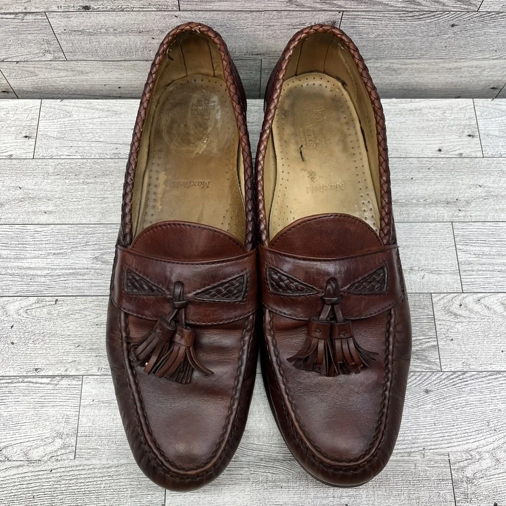 Allen Edmonds Maxfield Brown Leather Tassel Slip On Loafer Shoes Men Size‎ 11B
